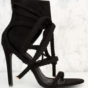 Braided Strappy High Heel Booties